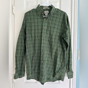 Mint L.L. BEAN Wrinkle Resistant SHAMROCK PLAID Cotton Button Front Shirt sz M